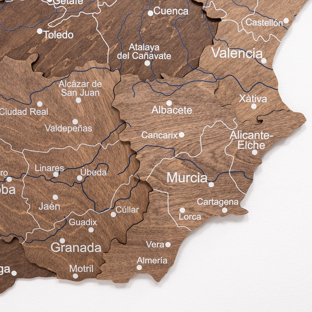 Wooden Map of Spain – Dark Walnut