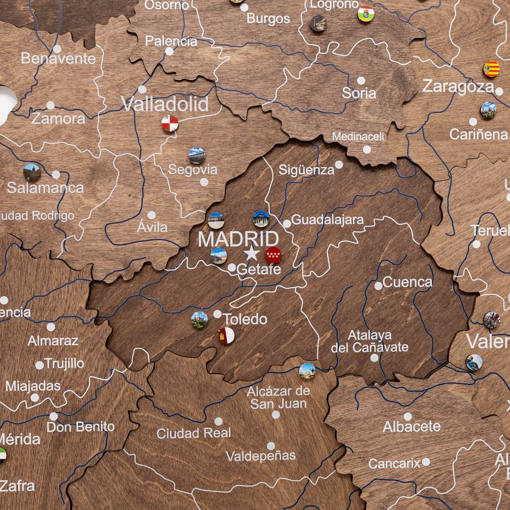 Wooden Map of Spain – Dark Walnut