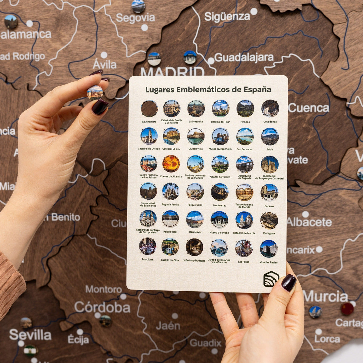 Wooden Map of Spain – Dark Walnut